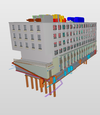 Digitales Gebäudemodell (Blick auf die Nordfassade)
