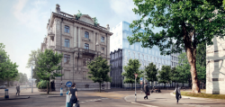 Visualisierung Breitingerstrasse mit Gebäude A und Neubau Gebäude E